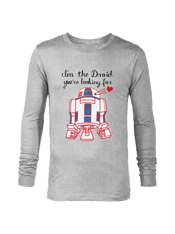 R2-D2 Valentine I’m the Droid You’re Looking For - Long Sleeve T-Shirt for Men - Customized-Athletic Heather