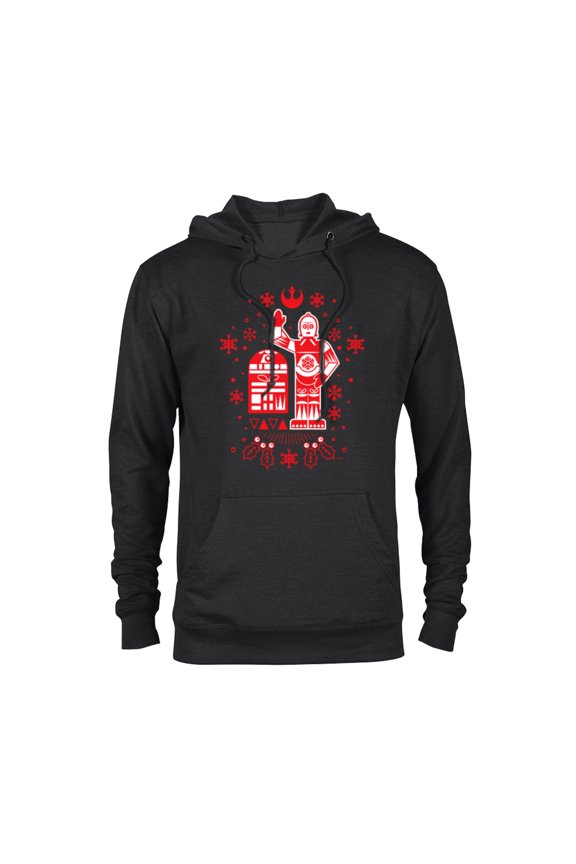 R2-D2 and C-3PO Christmas Nordic Print Red - Pullover Hoodie for Adults - Customized-Black