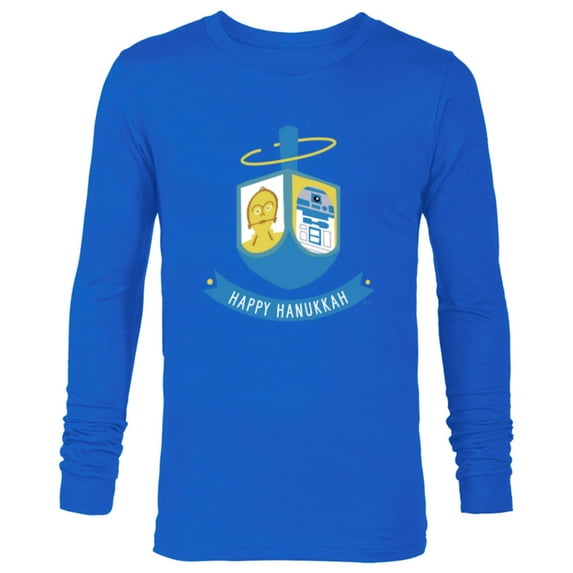 Star Wars R2-D2 and C-3PO Hanukkah Spinning Dreidel - Long Sleeve T-Shirt for Men - Customized-Navy