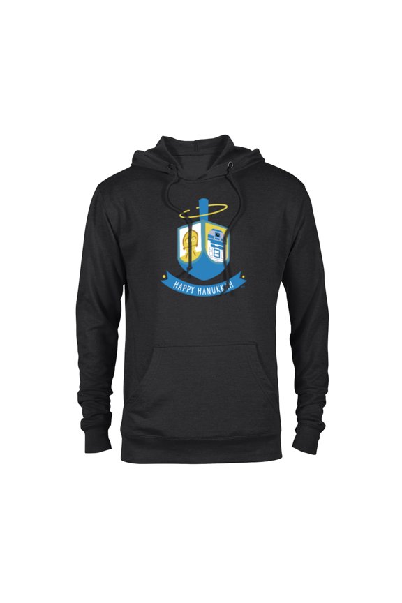 R2-D2 and C-3PO Hanukkah Spinning Dreidel - Pullover Hoodie for Adults - Customized-Black