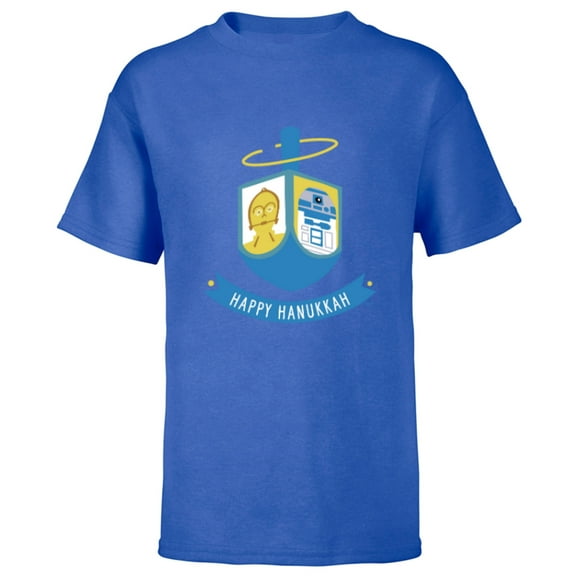 Star Wars R2-D2 and C-3PO Hanukkah Spinning Dreidel - Short Sleeve T-Shirt for Kids - Customized-Royal