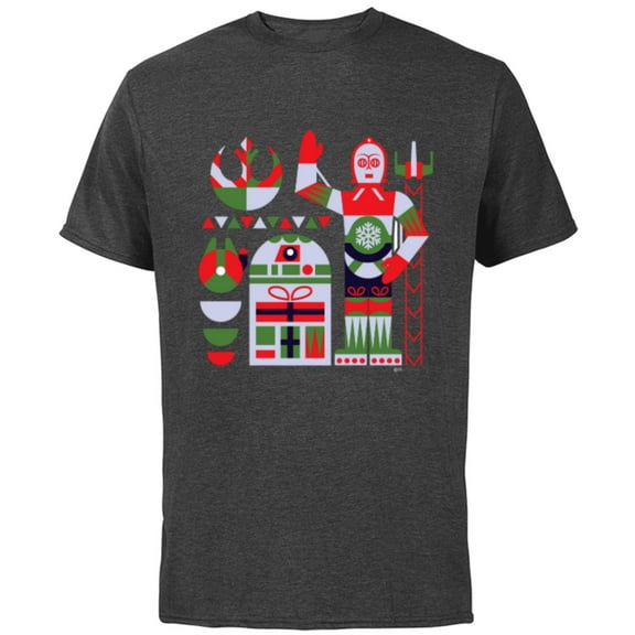 Star Wars R2-D2 and C-3PO Nordic Print Christmas Holiday - Short Sleeve Cotton T-Shirt for Adults - Customized-Charcoal