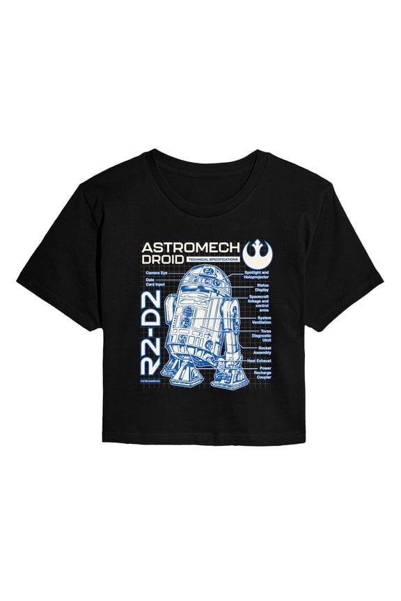 - R2D2 Blueprint - Juniors Cropped Graphic T-Shirt