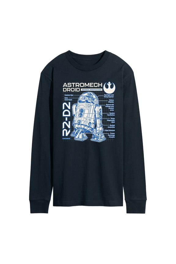 - R2D2 Blueprint - Men's Long Sleeve Graphic T-Shirt