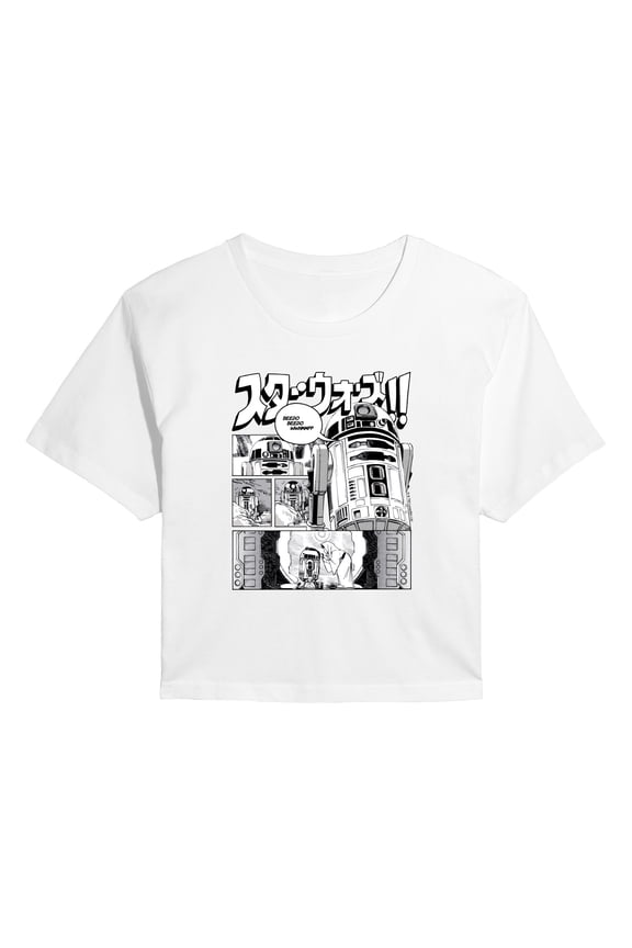 - R2D2 Manga Panels - Juniors Cropped Graphic T-Shirt