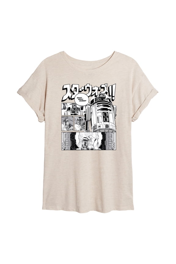 - R2D2 Manga Panels - Juniors Oversized Graphic T-Shirt