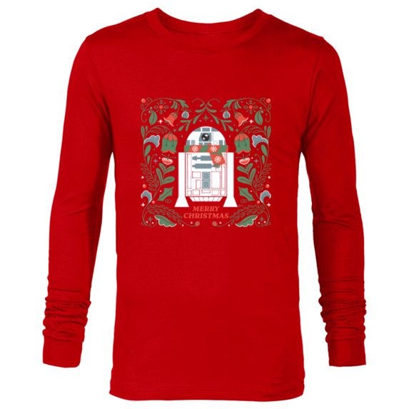 Star Wars R2D2 Merry Christmas - Long Sleeve T-Shirt for Men - Customized-New Red
