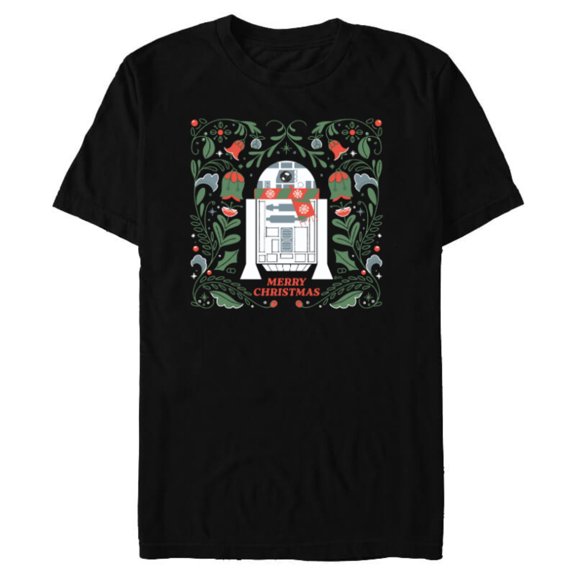 Star Wars R2D2 Merry Christmas - Short Sleeve Blended T-Shirt for Adults - Customized-Black