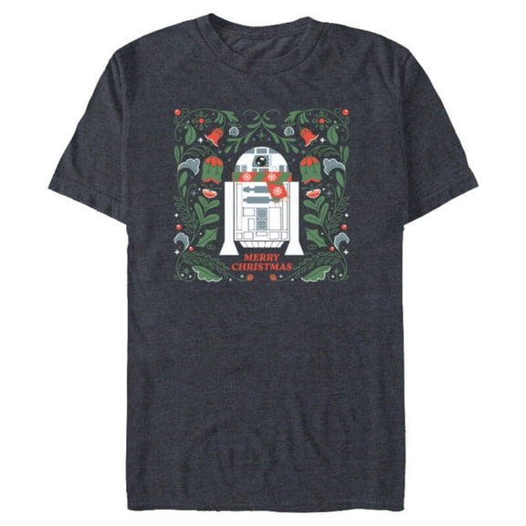Star Wars R2D2 Merry Christmas - Short Sleeve Blended T-Shirt for Adults - Customized-Navy Heather