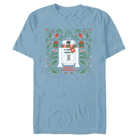 Star Wars R2D2 Merry Christmas - Short Sleeve Blended T-Shirt for Adults - Customized-Ocean Blue