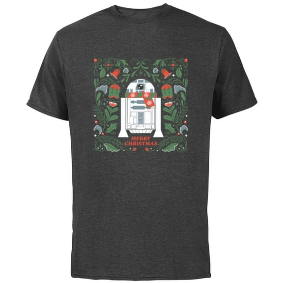 Star Wars R2D2 Merry Christmas - Short Sleeve Cotton T-Shirt for Adults - Customized-Charcoal