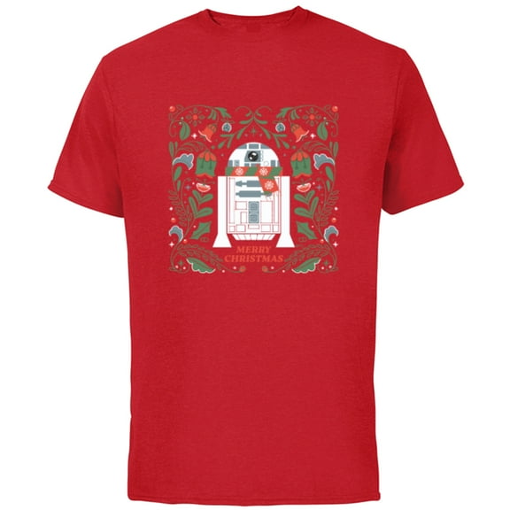 Star Wars R2D2 Merry Christmas - Short Sleeve Cotton T-Shirt for Adults - Customized-Red