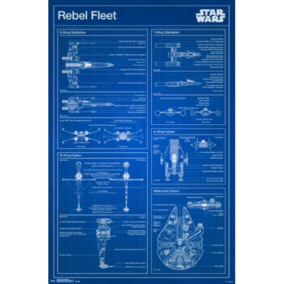 Star Wars - Rebel Blueprint Poster Print (22 x 34)