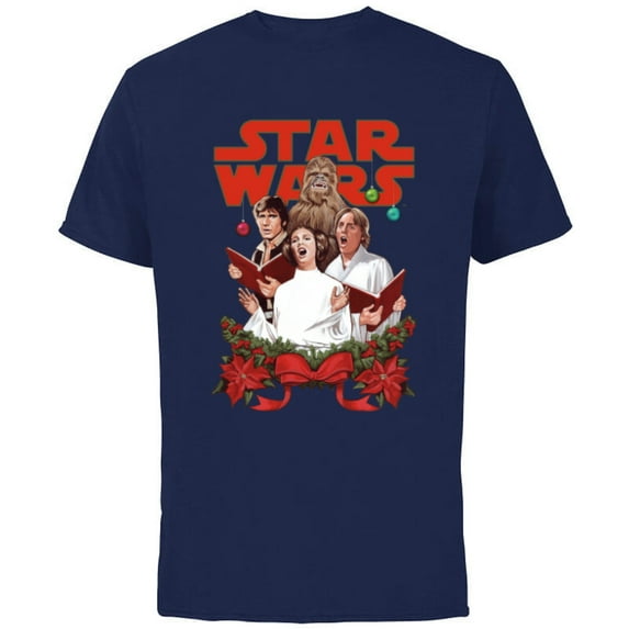 Star Wars Rebel Choir Funny Holiday - Short Sleeve Cotton T-Shirt for Adults -Customized-Navy