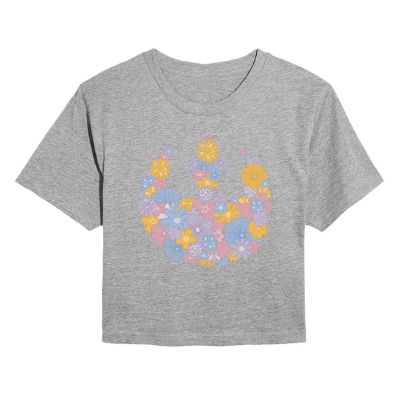 Star Wars - Rebel Flower Logo - Juniors Cropped Graphic T-Shirt