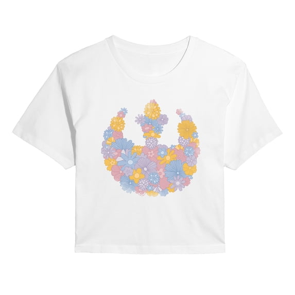 Star Wars - Rebel Flower Logo - Juniors Cropped Graphic T-Shirt