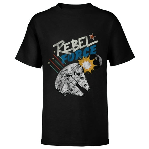 Star Wars Rebel Force Stars and Stripes July 4th - Short Sleeve T-Shirt for Kids - Customized-Black