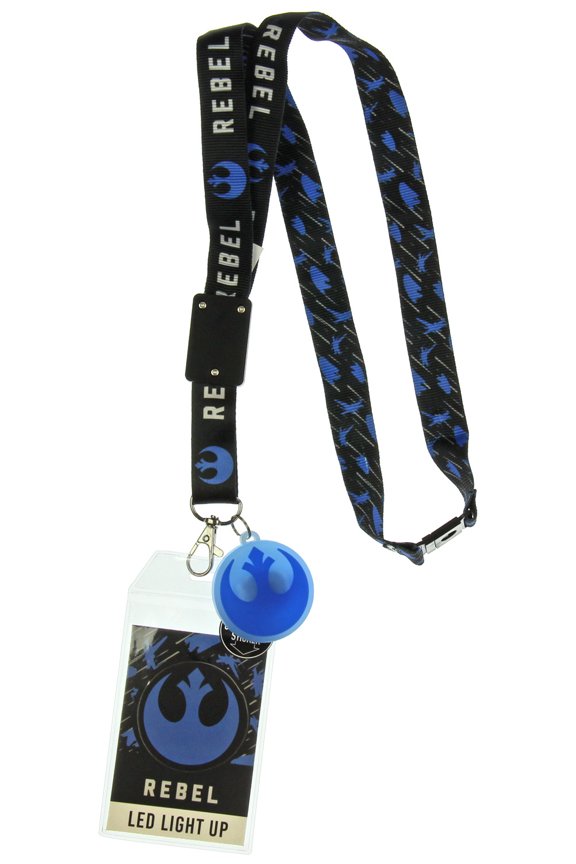 Star Wars Rebel ID Lanyard with Badge Holder, Collectible Sticker, and LED Light-Up Logo Pendant