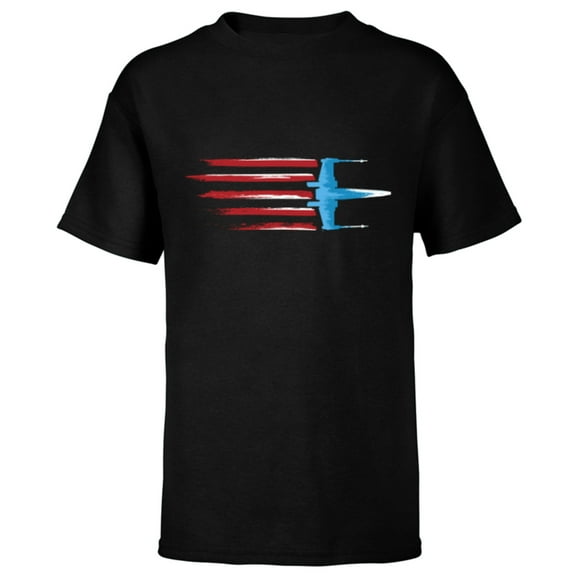 Star Wars Rebel X-wing Fighter Red White & Blue USA America - Short Sleeve T-Shirt for Kids - Customized-Black