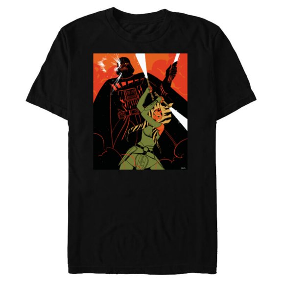 Star Wars Rebels Ahsoka Tano and Darth Vader Duel - Short Sleeve Blended T-Shirt for Adults - Customized-Black