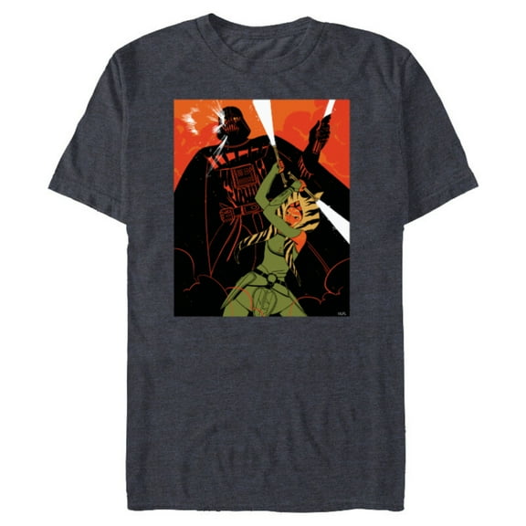 Star Wars Rebels Ahsoka Tano and Darth Vader Duel - Short Sleeve Blended T-Shirt for Adults - Customized-Navy Heather