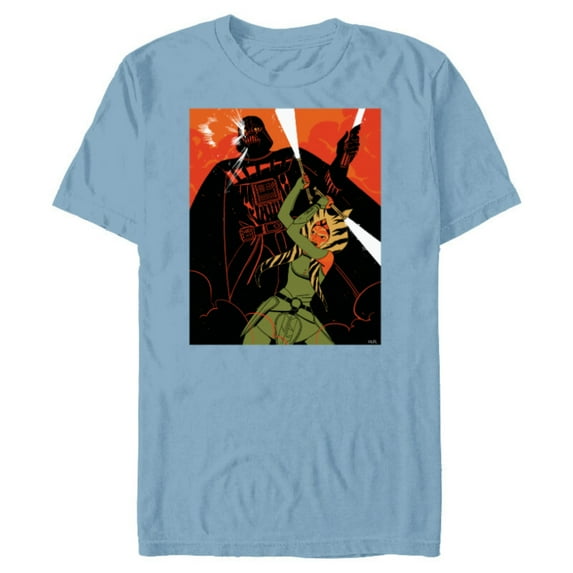 Star Wars Rebels Ahsoka Tano and Darth Vader Duel - Short Sleeve Blended T-Shirt for Adults - Customized-Ocean Blue