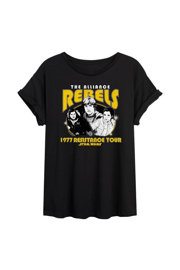 - Rebels Rock Tee - Juniors Oversized Graphic T-Shirt