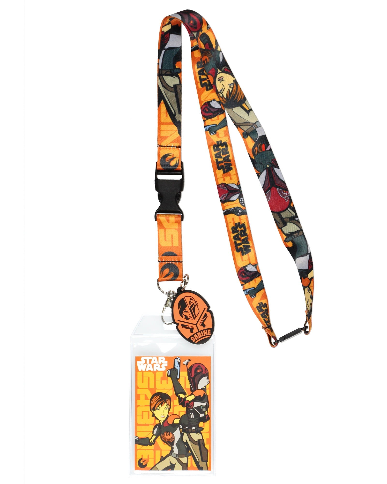 Star Wars Cordon Porte-badge Avec Breloque En Caoutchouc Et Autocollant De Collection Le Mandalorien Et L'enfant Au Crépuscule