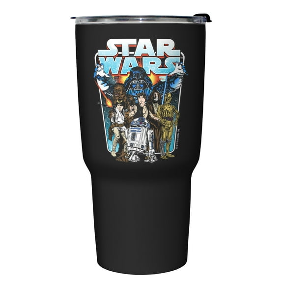 Star Wars Retro Character Frame Stainless Steel Tumbler w/Lid Black 27 oz.
