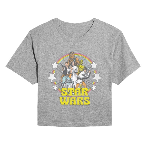 Star Wars - Retro Character Group Logo - Juniors Cropped Graphic T-Shirt