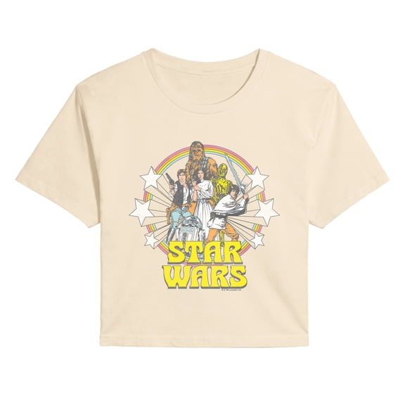 Star Wars - Retro Character Group Logo - Juniors Cropped Graphic T-Shirt