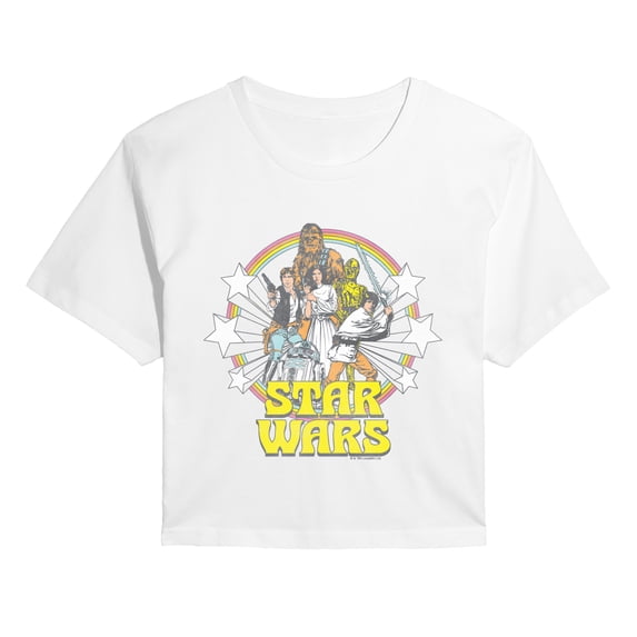 Star Wars - Retro Character Group Logo - Juniors Cropped Graphic T-Shirt