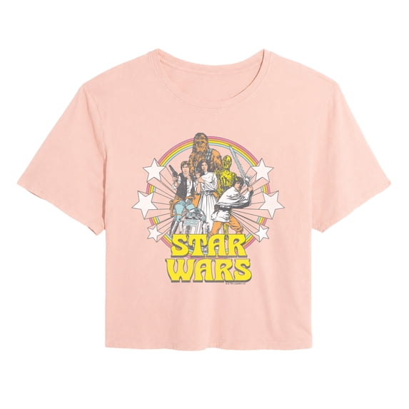 Star Wars - Retro Character Group Logo - Juniors Cropped Graphic T-Shirt