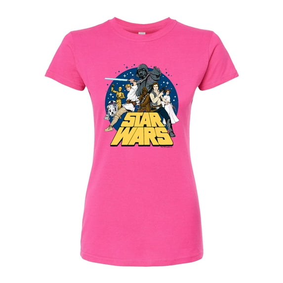 Star Wars - Luke and Friends Retro Group - Juniors Fitted Tee