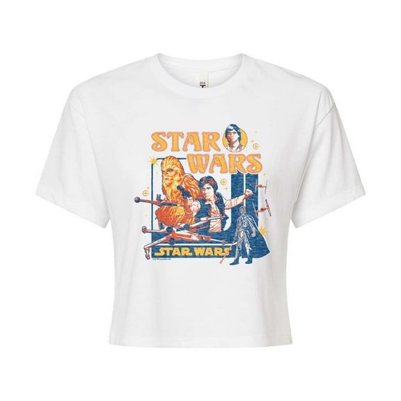Star Wars - Retro Han Solo and Chewbacca - Juniors Cropped Tee