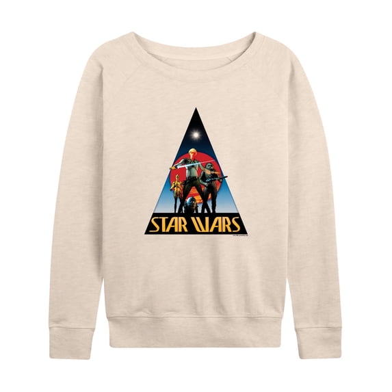 Star Wars - Retro Logo Women's Lightweight French Terry Wide Neck Long Sleeve Graphic Shirt