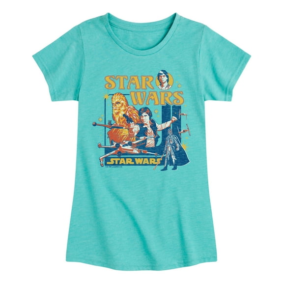 Star Wars - Han Solo and Chewie Retro - Toddler And Youth Girls Fitted Short Sleeve Tee