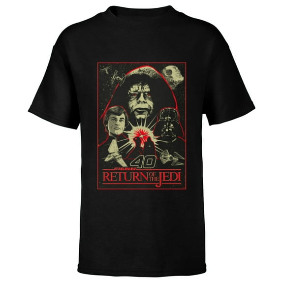 Star Wars Return of the Jedi 40th Anniversary Retro Vintage - Short Sleeve T-Shirt for Kids - Customized-Black