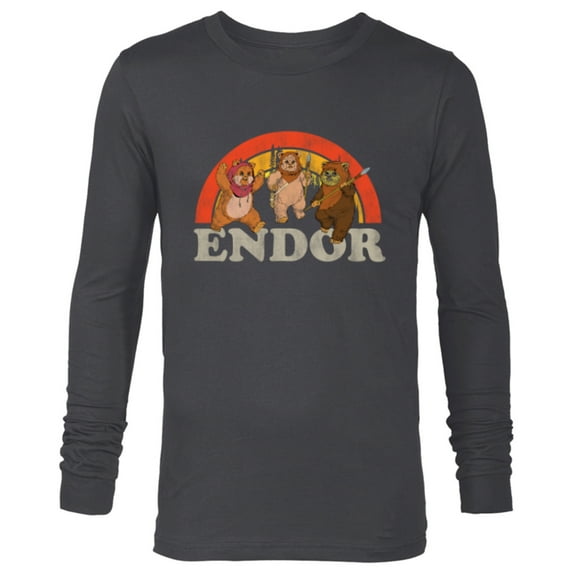 Star Wars Return of the Jedi Cute Ewoks Endor Retro - Long Sleeve T-Shirt for Men -Customized-Charcoal Heather