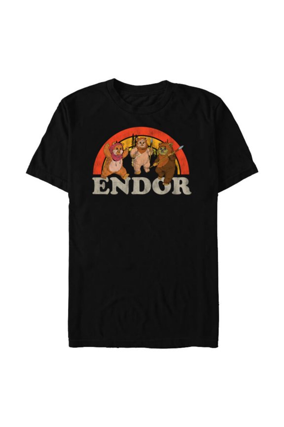 Return of the Jedi Cute Ewoks Endor Retro - Short Sleeve Blended T-Shirt for Adults -Customized-Black
