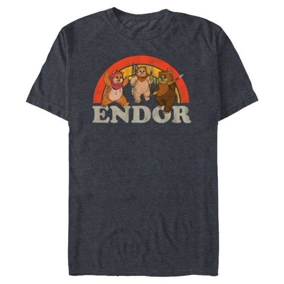 Star Wars Return of the Jedi Cute Ewoks Endor Retro - Short Sleeve Blended T-Shirt for Adults -Customized-Navy Heather