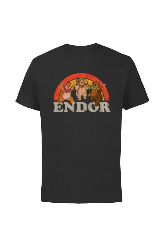 Return of the Jedi Cute Ewoks Endor Retro - Short Sleeve Cotton T-Shirt for Adults -Customized-Black
