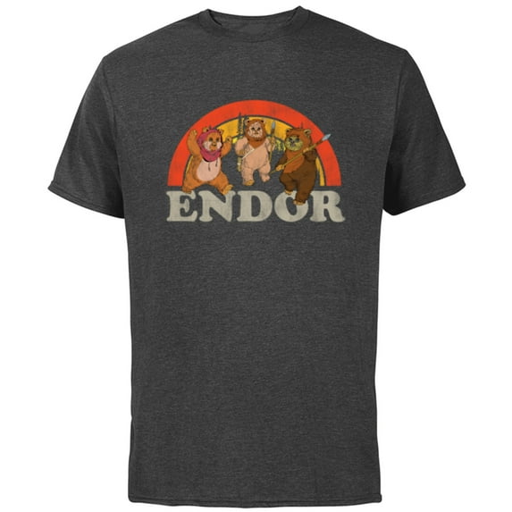Star Wars Return of the Jedi Cute Ewoks Endor Retro - Short Sleeve Cotton T-Shirt for Adults -Customized-Charcoal