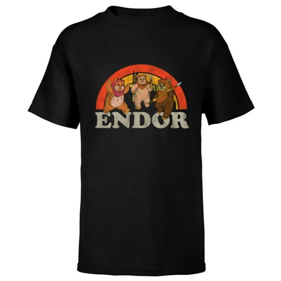 Star Wars Return of the Jedi Cute Ewoks Endor Retro - Short Sleeve T-Shirt for Kids -Customized-Black