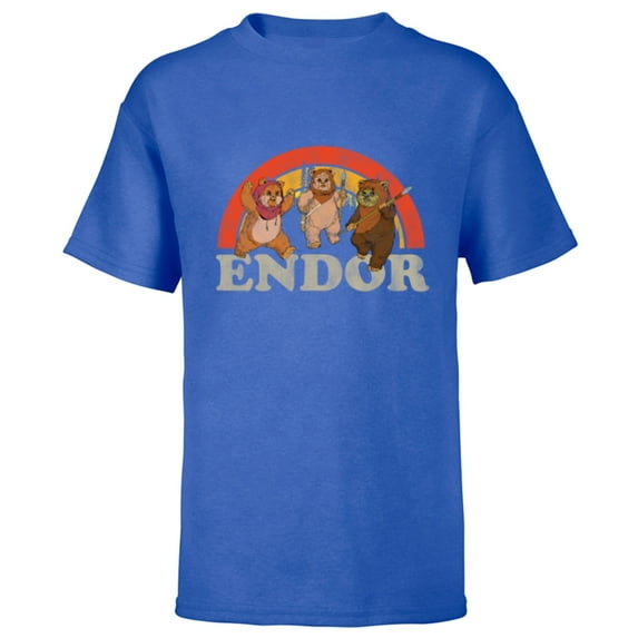 Star Wars Return of the Jedi Cute Ewoks Endor Retro - Short Sleeve T-Shirt for Kids -Customized-Royal