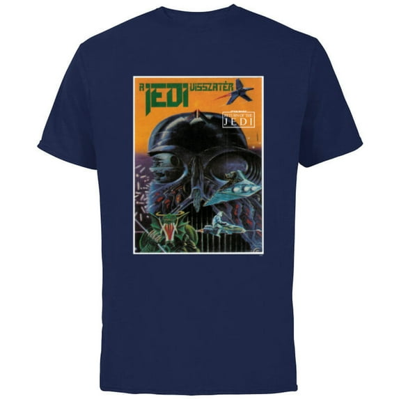 Star Wars Return of the Jedi Hungarian Movie Poster - Short Sleeve Cotton T-Shirt for Adults - Customized-Navy