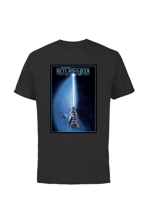 Return of the Jedi Lightsaber Movie Poster - Short Sleeve Cotton T-Shirt for Adults - Customized-Black