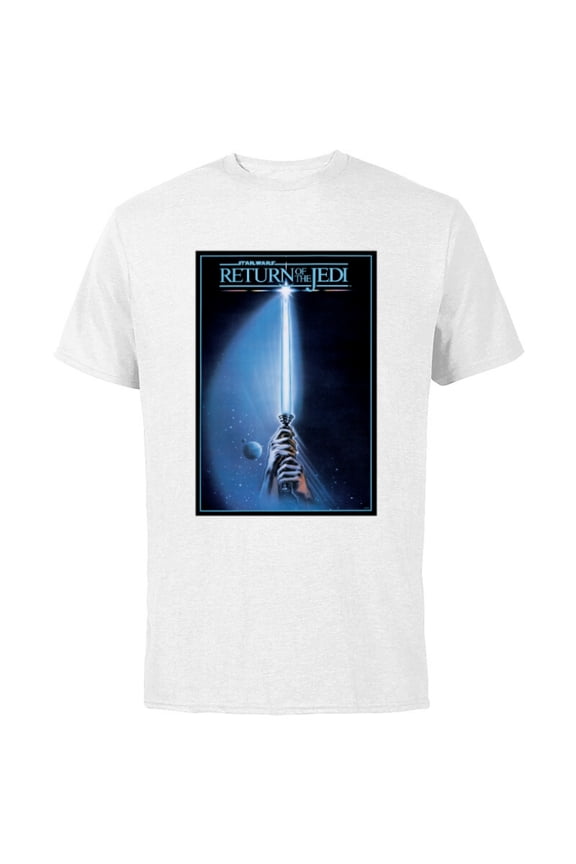 Return of the Jedi Lightsaber Movie Poster - Short Sleeve Cotton T-Shirt for Adults - Customized-White