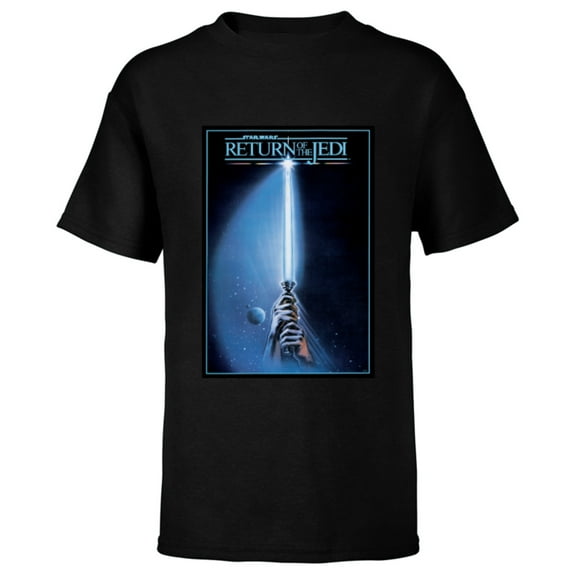 Star Wars Return of the Jedi Lightsaber Movie Poster - Short Sleeve T-Shirt for Kids - Customized-Black