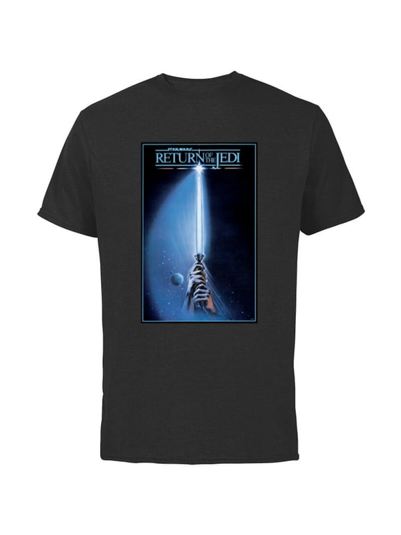 Return of the Jedi Luke Lightsaber Vintage Poster - Short Sleeve Cotton T-Shirt for Adults - Customized-Black